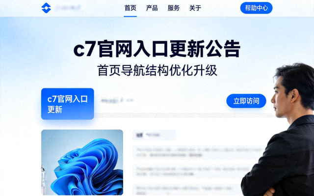 c7官网入口更新公告配图，官网首页导航结构展示场景