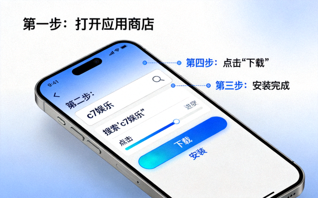 c7娱乐下载最新版本安装指南配图，手机端下载安装操作界面场景